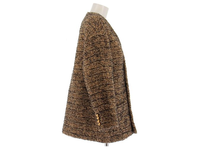 Céline wool coat beige and black with gold buttons - view 3