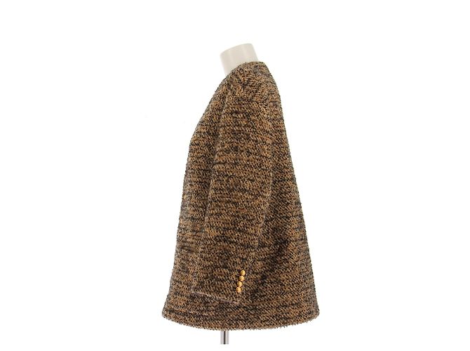 Céline wool coat beige and black with gold buttons - view 4