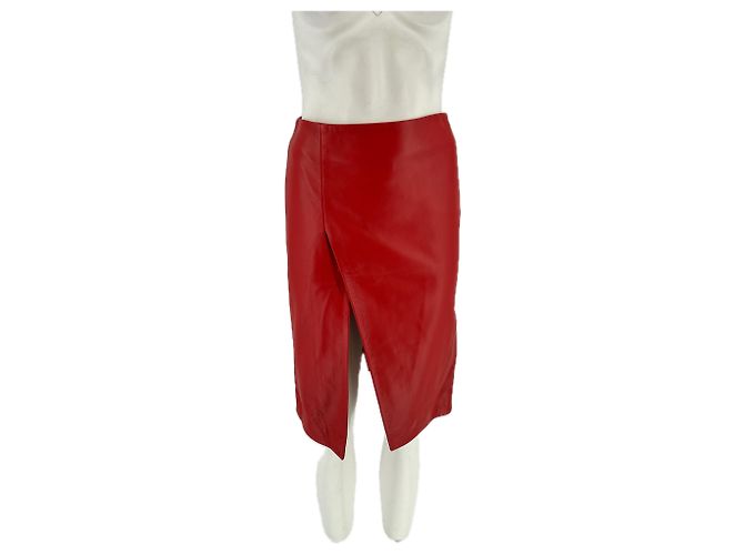 Autre Marque Falda de cuero rojo "EKARE" Roja - vista 2