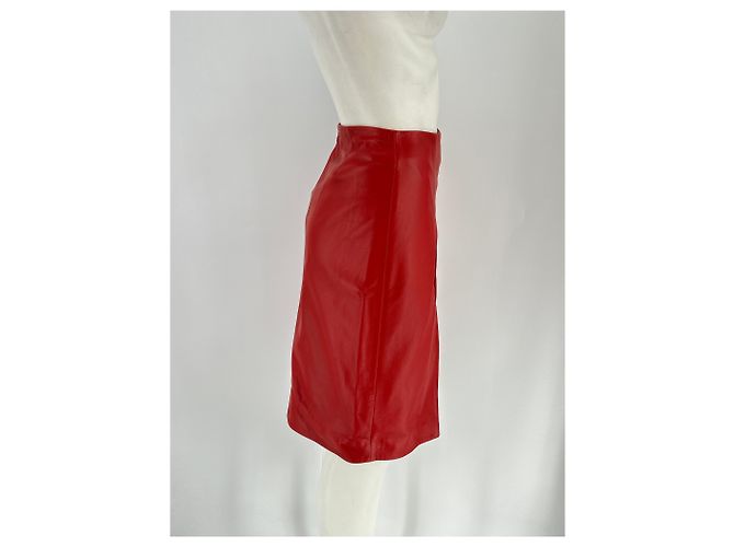 Autre Marque Falda de cuero rojo "EKARE" Roja - vista 3
