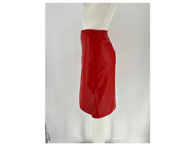 Autre Marque Falda de cuero rojo "EKARE" Roja - vista 4