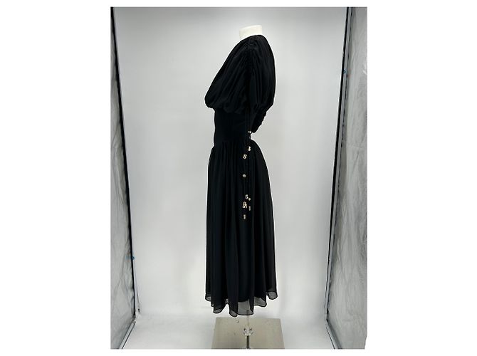 Robe longue noire drapée Leetha LEEM - vue 4