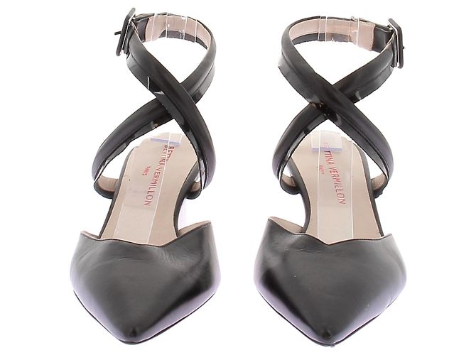 Autre Marque Mule BETTINA VERMILLON in pelle nera con tacco 7cm Nero - vista 4