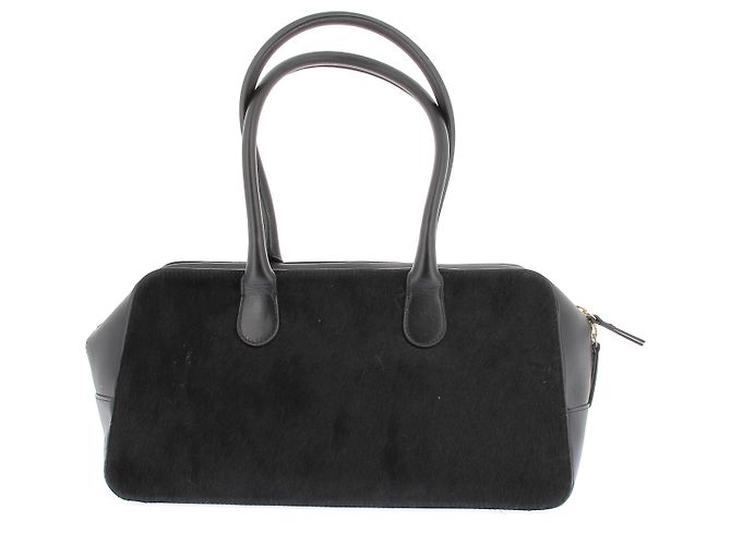 Autre Marque Borsa a mano in pelliccia e pelle nera LOULOU STUDIO Nero - vista 2