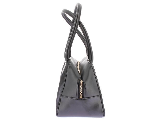 Autre Marque Borsa a mano in pelliccia e pelle nera LOULOU STUDIO Nero - vista 3