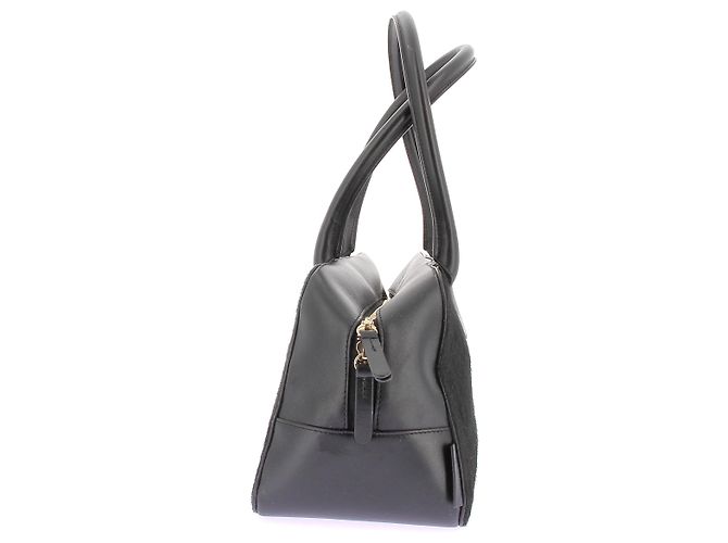 Autre Marque Borsa a mano in pelliccia e pelle nera LOULOU STUDIO Nero - vista 4