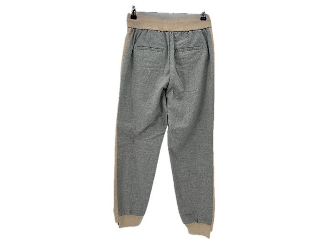Autre Marque Calça de moletom cinza e bege em lã - vista 2