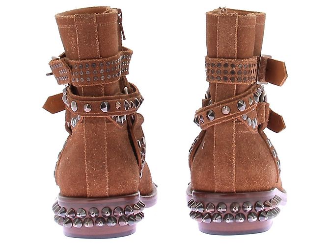 Saint Laurent Stivaletti marroni in camoscio con borchie Marrone - vista 5