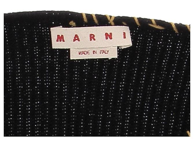 Marni Schwarzer Cardigan mit dicker gelber Naht aus Wolle - Ansicht 5