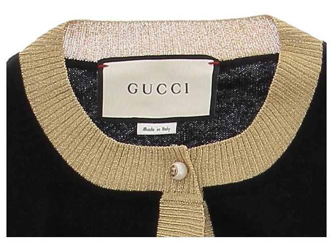 Gucci Schwarze und goldene Cashmere-Cardigan - Ansicht 5