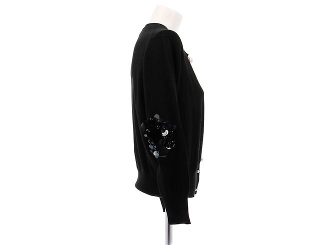 Preen By Thornton Bregazzi Schwarzer Cardigan mit Perlenverschluss aus Wolle - Ansicht 3