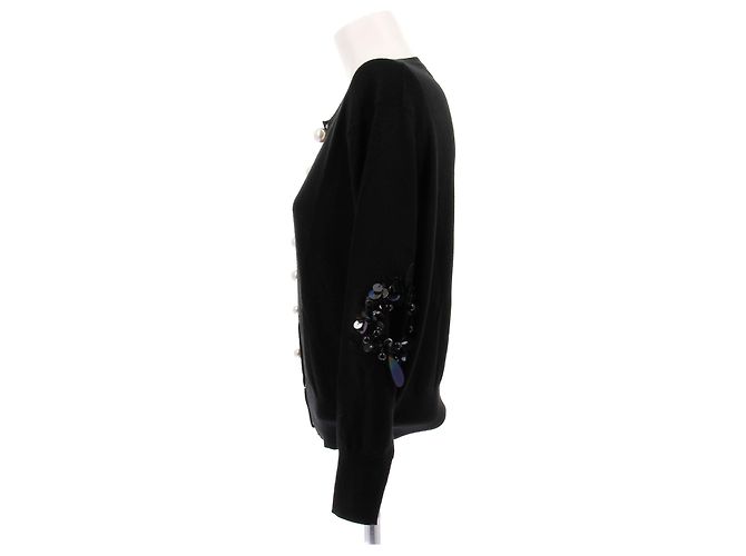 Preen By Thornton Bregazzi Schwarzer Cardigan mit Perlenverschluss aus Wolle - Ansicht 4