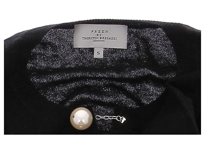 Preen By Thornton Bregazzi Schwarzer Cardigan mit Perlenverschluss aus Wolle - Ansicht 6