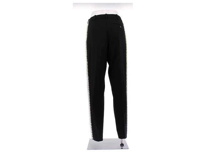 Golden Goose Calça preta com faixas de pérolas em lã Preto - vista 2