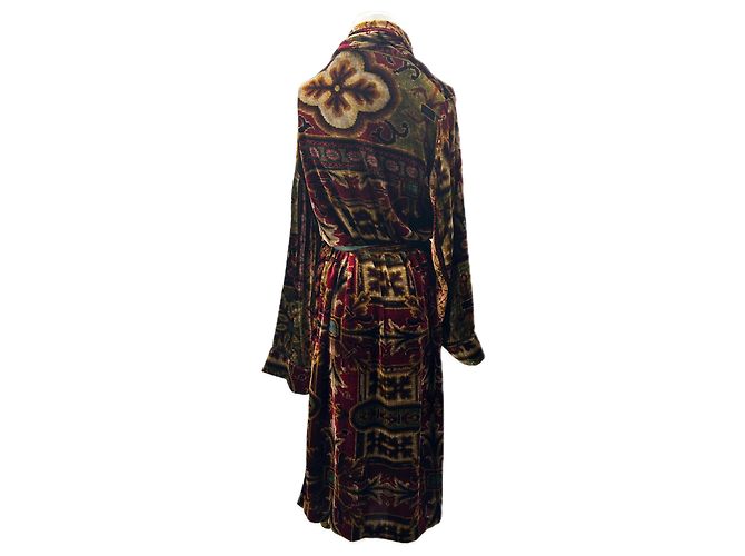 Pierre Louis Mascia Bata de terciopelo estampada Caqui - vista 2