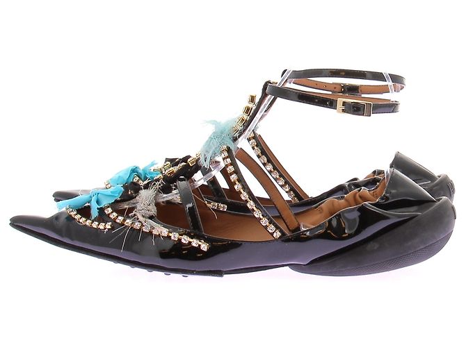 Autre Marque Ballerine verniciate nere con strass Nero - vista 3