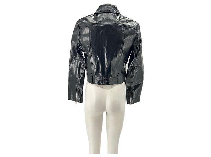 Khaite Kurze schwarze Lederjacke - Ansicht 2