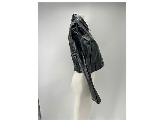 Khaite Kurze schwarze Lederjacke - Ansicht 3
