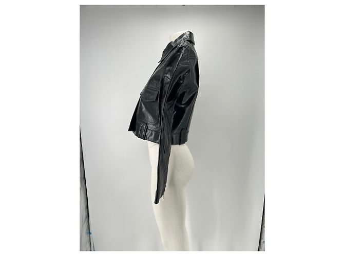 Khaite Kurze schwarze Lederjacke - Ansicht 4