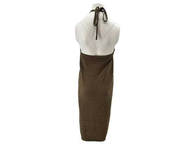 Vestido de algodón caqui Cult Gaia M - vista 2