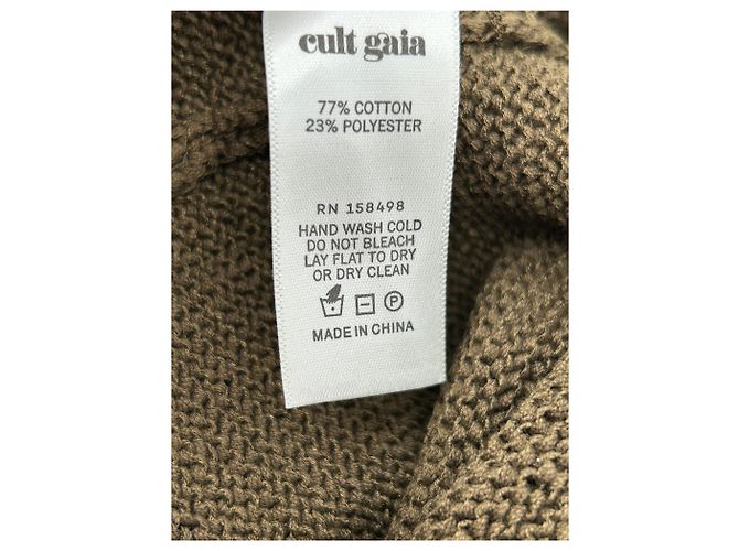 Vestido de algodón caqui Cult Gaia M - vista 6