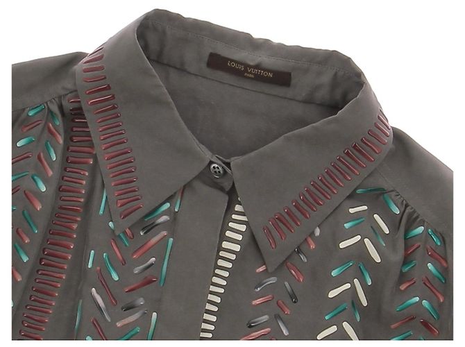 Louis Vuitton Graues Hemd mit mehrfarbigen Gummidetails - Ansicht 5