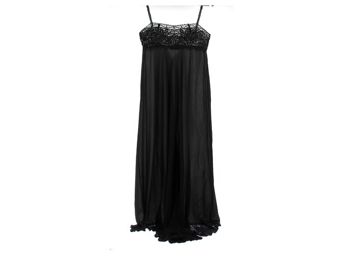 Vestido largo negro de seda con bordado Gianni Versace Couture - vista 2