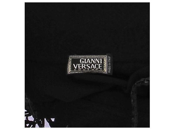 Vestido largo negro de seda con bordado Gianni Versace Couture - vista 3
