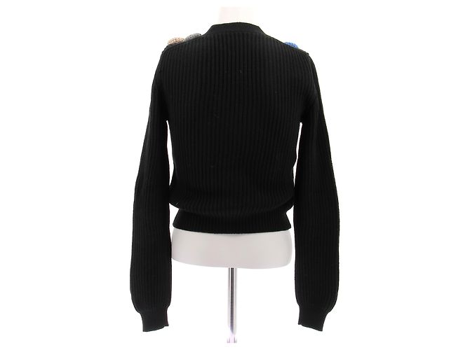 Miu Miu Schwarze Strickjacke mit blauen Blumen - Ansicht 2