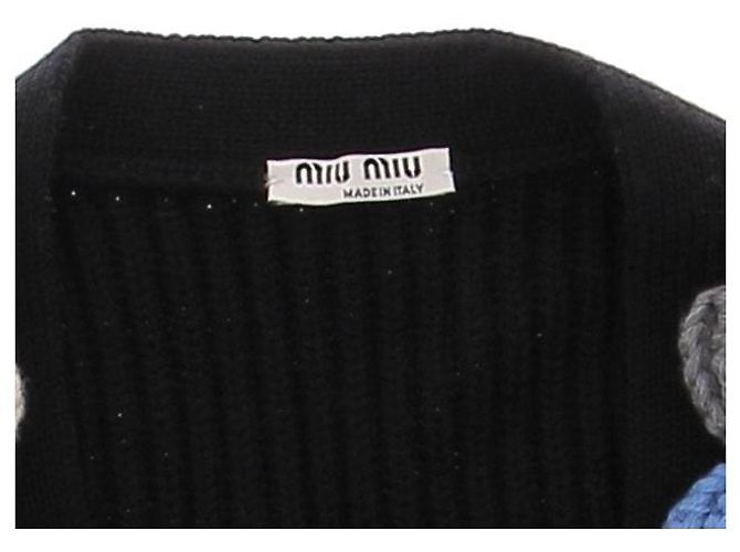 Miu Miu Schwarze Strickjacke mit blauen Blumen - Ansicht 5