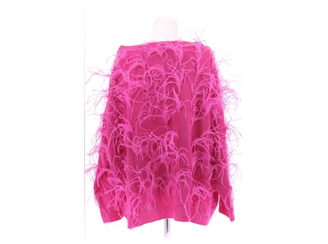 Valentino Garavani Rosa Pullover mit Federn aus Wolle Pink - Ansicht 2