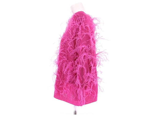 Valentino Garavani Rosa Pullover mit Federn aus Wolle Pink - Ansicht 4