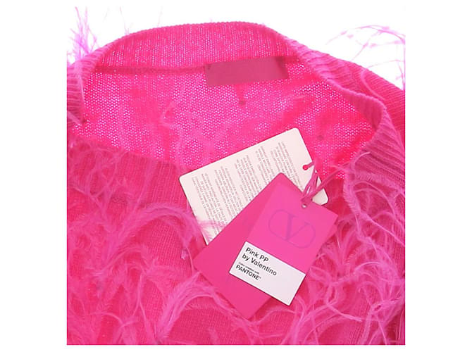 Valentino Garavani Rosa Pullover mit Federn aus Wolle Pink - Ansicht 5