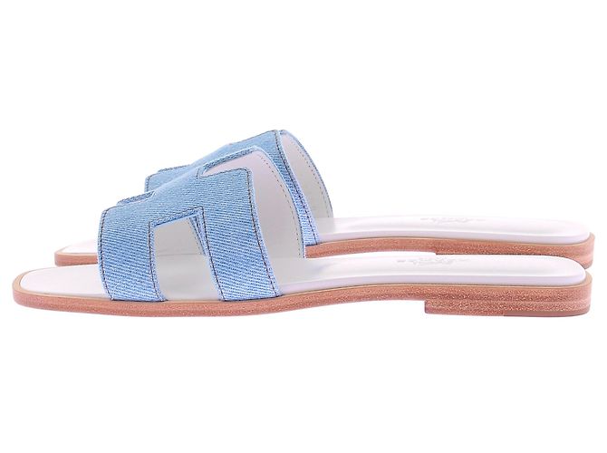 Hermès Sandali "Oran" in denim Blu - vista 3