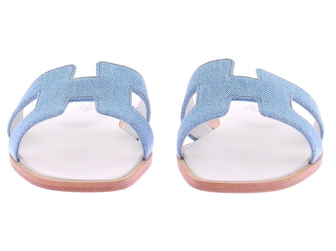 Hermès Sandali "Oran" in denim Blu - vista 4