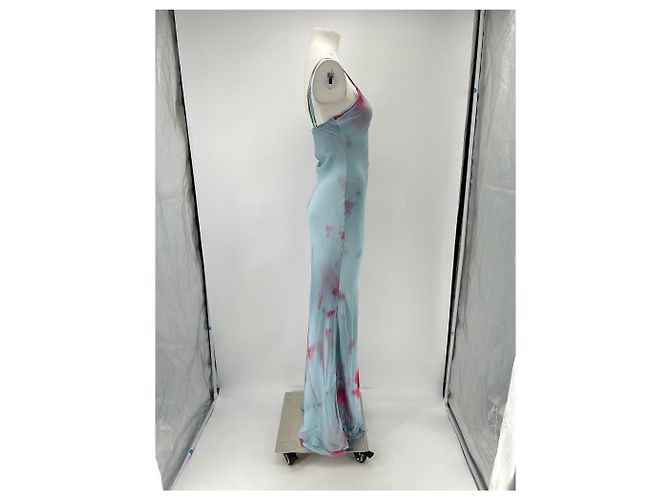 Rat & Boa Langes blaues Kleid mit rosa Mustern - Ansicht 3