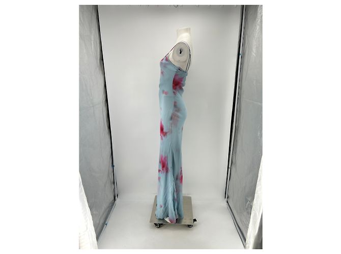 Rat & Boa Langes blaues Kleid mit rosa Mustern - Ansicht 4