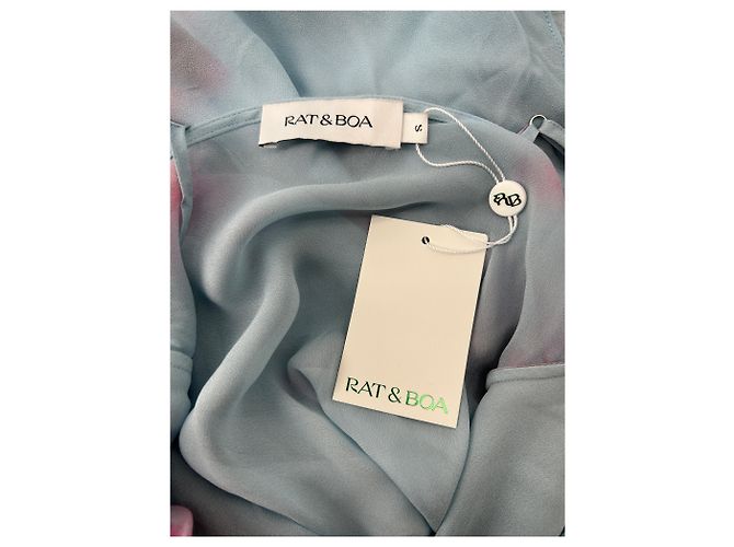Rat & Boa Langes blaues Kleid mit rosa Mustern - Ansicht 6