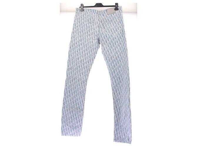 Pantaloni in denim blu con monogramma Christian Dior - vista 2