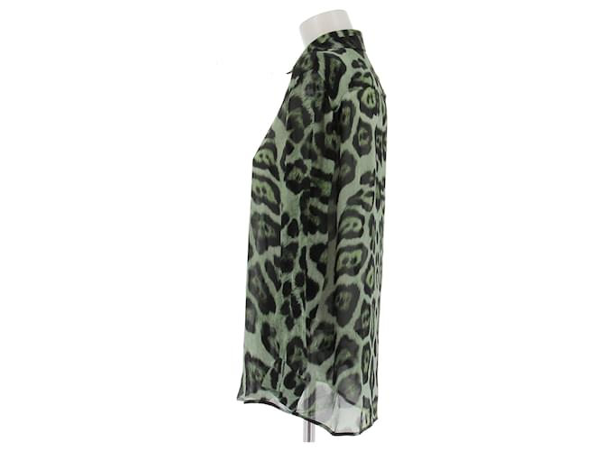 Givenchy Blusa in seta leopardata Verde - vista 4