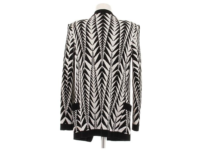 Balmain Strickjacke mit schwarz weißem Print - Ansicht 2
