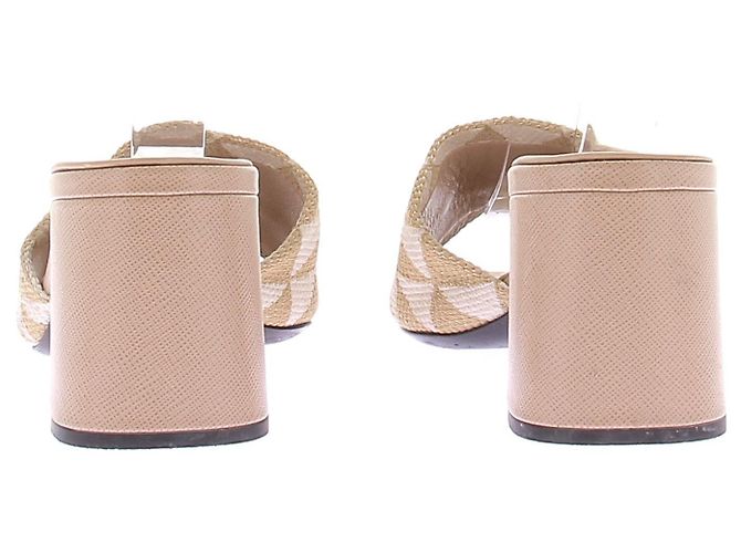 Prada Absatzsandalen aus besticktem Stoff Beige - Ansicht 5