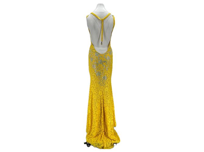 Autre Marque Vestido largo amarillo con strass - vista 2