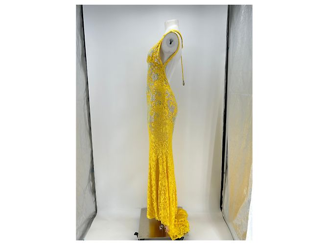 Autre Marque Vestido largo amarillo con strass - vista 4