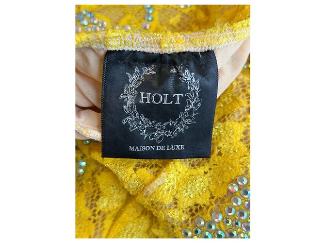 Autre Marque Vestido largo amarillo con strass - vista 5
