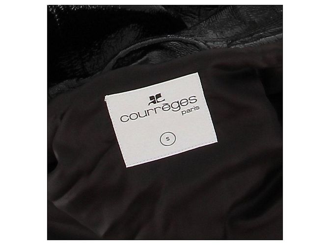Courreges Schwarze Vinyljacke mit Gürtel - Ansicht 5