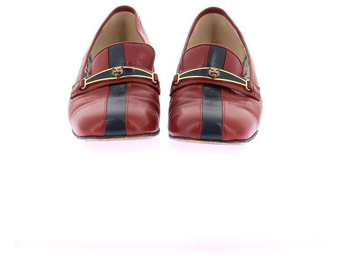Gucci Lederloafers mit Absatz Rot - Ansicht 4