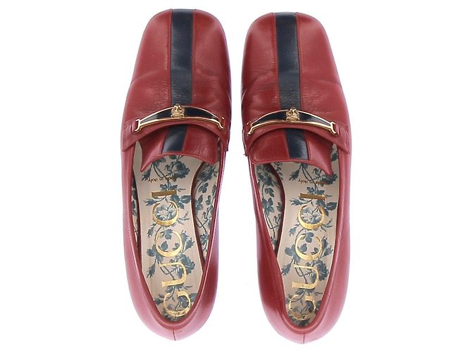 Gucci Lederloafers mit Absatz Rot - Ansicht 6