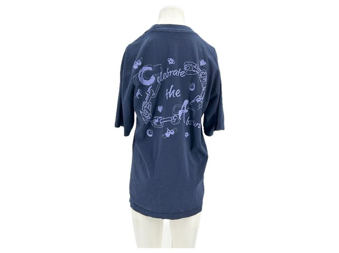 Autre Marque Camiseta POUBEL de algodón azul marino con estampado - vista 2