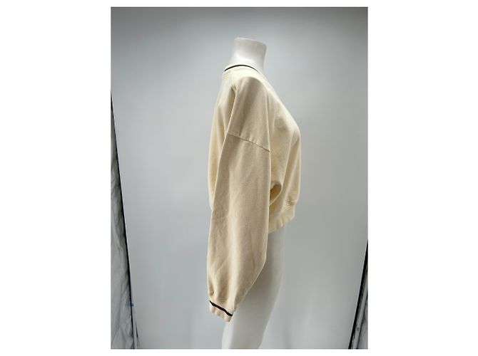Autre Marque SPORT & RICH Cropped Pullover Ecru Baumwolle L Beige - Ansicht 3